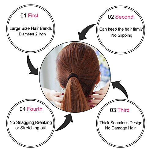 J-MEE Seamless Hair Bands, 100PCS Hair Ties Ponytail Holders Headband Scrunchies for Thick Hair No Crease Damage (Mix Colors) - color: Mix Colors