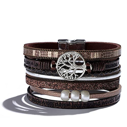 Long tiantian Boho Western Bracelets for Women Leather Wrap Bracelets Turquoise Bracelet Western Jewelry Country Concert Outfits - color: Brown,Turquoise