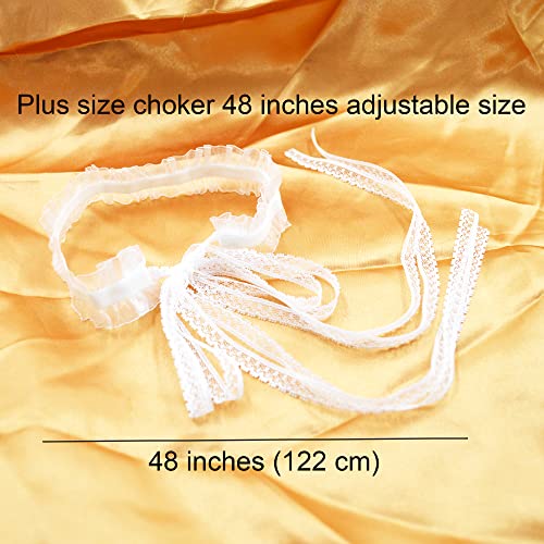 MOMOCAT Lace Choker Necklace for Women Bridal 90s Gothic Tatoo Choker Collar Kawaii Chocker Necklace Flower Ribbon Lolita Accessories - color: White