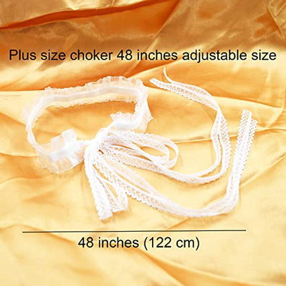 MOMOCAT Lace Choker Necklace for Women Bridal 90s Gothic Tatoo Choker Collar Kawaii Chocker Necklace Flower Ribbon Lolita Accessories - color: White