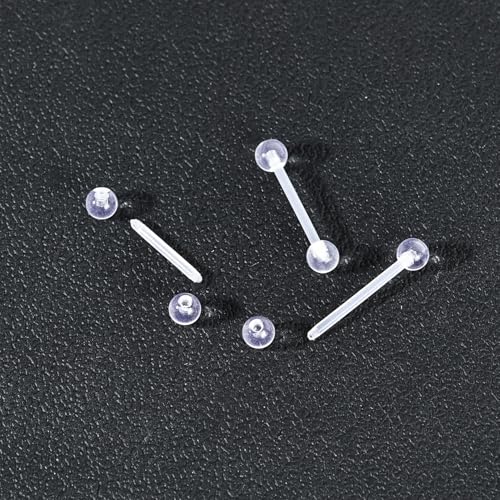 14G Clear Bioflex Flexible Acrylic Straight Bar Piercing | Tongue Rings Barbells Nipple Ring Retainer, For Work, Pregnancy, MRI, Surgery, 12MM-38MM - color: 12-21mm*2 PCS
