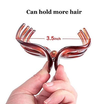 Rosette 2Pcs/set Large Chic Styling Hair Claw Clips Strong Holding Power Clamps Indoor Outdoor Hair Grips for Women Girls Thick Hair (wine red+blue) - color: wine red+blue