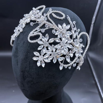 Rhinestone Bride Headband, Wedding Headpiece for Brides, Bridal Hair Accessories(Silver) - color: Silver