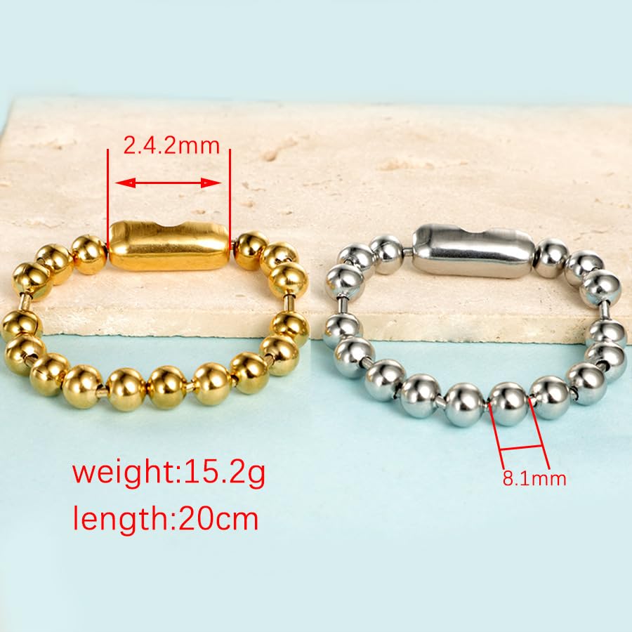 Jude Jewelers Stainless Steel 8mm Beads Chain Strand Bracelet - color: Silver