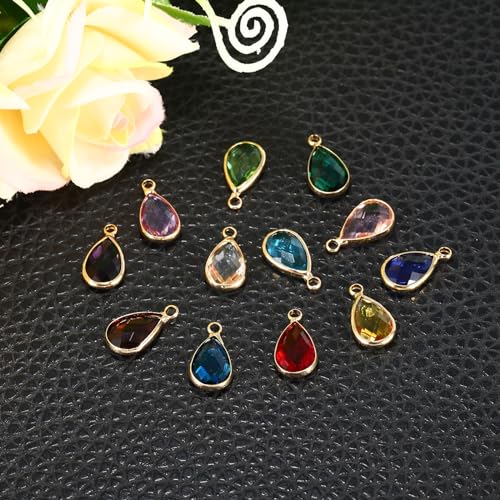 PATIKIL Birthstone Charm Beads Drop Pendant, Handmade Birthstone for Personalized Earrings Bracelet Necklace - color: Red, size: 0.63" x 0.31"