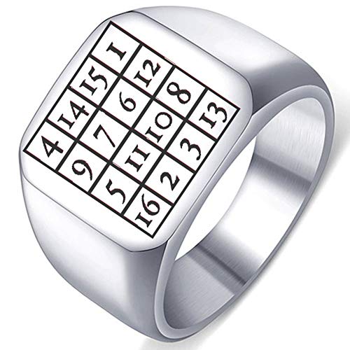 magic square Kamea Jupiter Kamea Sigil Mens Stainless Steel Amulet Ring