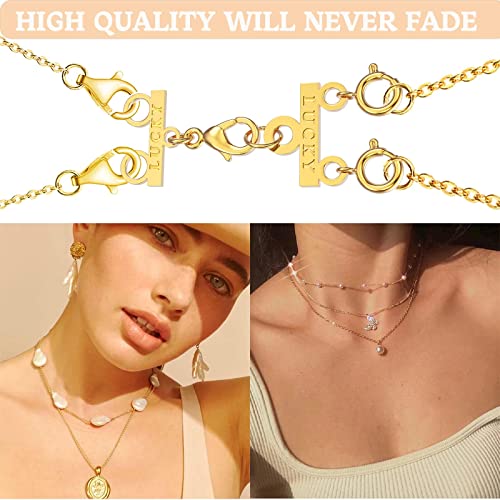 Dailyacc Lucky Necklace Layering Clasp 18K Gold and Silver Multi Strand Clasps for Stackable Necklaces - color: 4PCS Gold and Silver Clasps