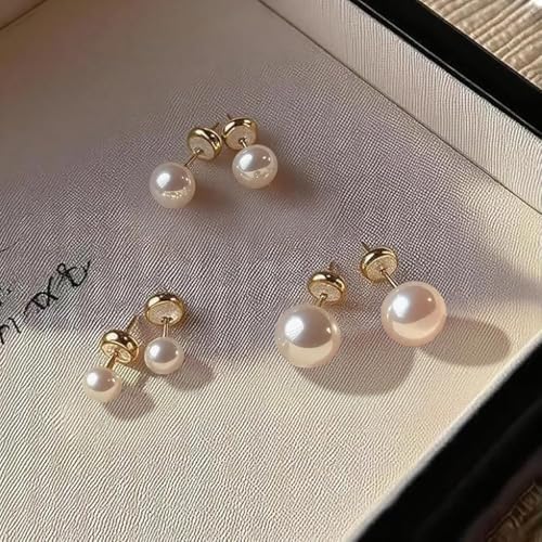 Natural Freshwater Cultured Pearl Stud Earrings, AAAA+Handpicked, Sterling Silver 18K Gold Plated Hypoallergenic Earring Studs Jewelry For Women - color: Milk white, size: 10mm