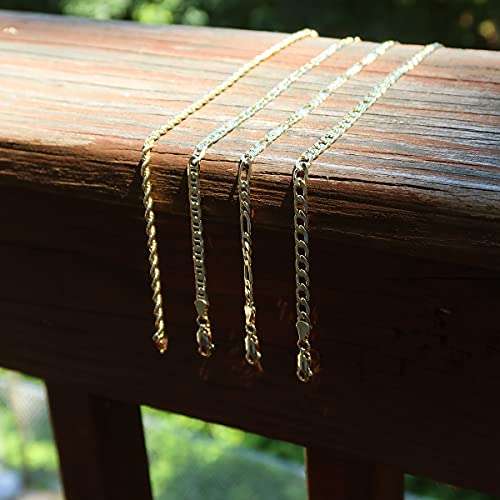 14K Gold Plated Link Chain Anklets Bracelet for Women - 5mm, 11 “ / Figaro Chain/Mariner Chain/Curb Chain/Rope Chain/Made In South Korea