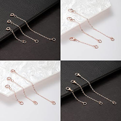 Softones 12-18Pcs Ankle Bracelets Extenders-Extension for Womens Jewelry(1 2 3 Inch),with Lobster Clasp and O-Clasp from Gold Silver Rose Gold - color: D:Rose Goldr 6-Lobster clasp 6-O-clasp
