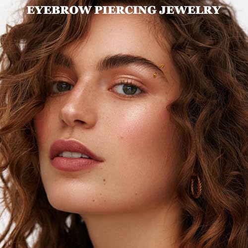 NICEIGHT 12Pcs 16G 18G Surgical Steel Eyebrow Piercing Jewelry for Women Men Small Curved Barbell Rings Vertical Labret Lip Jewelry Ear Rook Helix Daith Ring 6-12MM with 12Pcs Replacement Balls - color: Gold, size: 16G