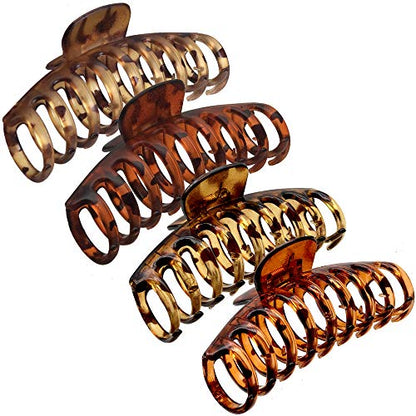 OWIIZI 4.3" Large Hair Claw Clips for Women Long Thick Hair (4 Packs) | Matte Leopard Hair Clips,Non-Slip Strong Hold Ponytail Barrettes,Jumbo Cute Hair Accessories,for Girls Thick Thin Curly Hair - color: Style 2