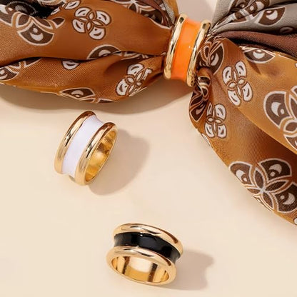 SYWDUDUCLT Scarf Ring for Women's Shawl, Silk Neckerchief, Tshirt, Gold/Sivler, S/M/L, 2 Pcs - style: Cylinder