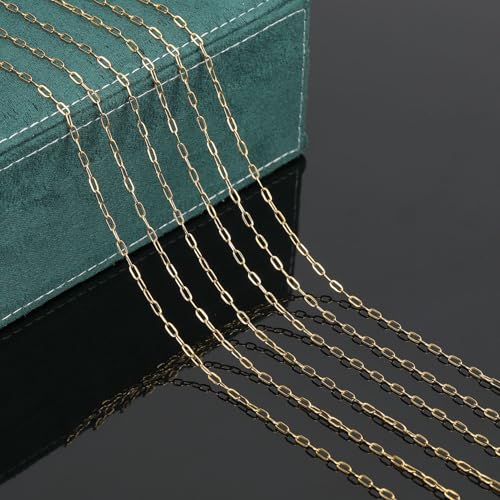 UMAOKANG 16.4 Feet Gold Plated Chain for Jewelry Making Stainless Steel Paperclip Jewelry Chains Bulk with Jewelry Findings - color: Gold Small Paperclip