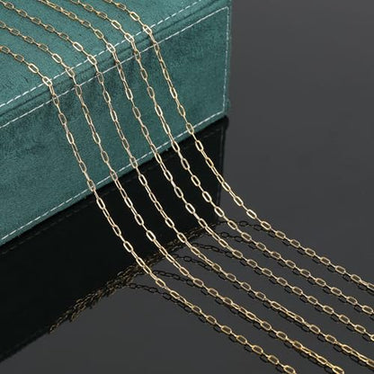 UMAOKANG 16.4 Feet Gold Plated Chain for Jewelry Making Stainless Steel Paperclip Jewelry Chains Bulk with Jewelry Findings - color: Gold Small Paperclip