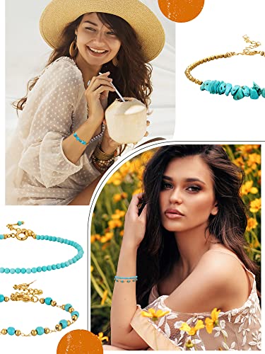 Inbagi Turquoise Bracelet for Women Leather Bracelet Western Jewelry for Women (Fresh) - style: Fresh