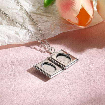 Photo Book Locket Necklace for Women Charm Choker Pendants that Holds Pictures Memorial Jewelry - color: Dog Paw Pattern