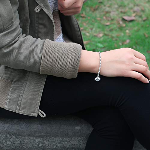 Dankadi New Women's 925 Sterling Silver Bracelet Minimalist 4-6MM Round Bead Chain Solid Silver Bracelet Charm Jewelry Lobster Claw Clasp - style: Rose gold 4mm16cm