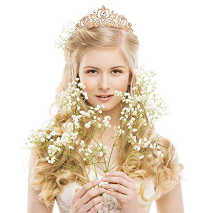 COCIDE Gold Tiara Crystal Crowns Rhinestone Crown Bride Bridal Wedding Birthday Party for Women - color: TC Gold+Clear