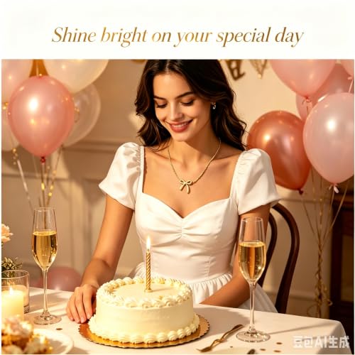 Birthday Gifts for Women, Bow Pendant Necklace, 14K Gold Plated Jewelry, Romantic Valentine's Mother's Day Anniversary Christmas Jewelry Gift for Her Mom Grandma Wife Girlfriend Sister Best Friend