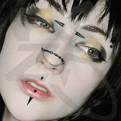 ZS 18Pcs Spike Eyebrow Piercing Jewelry, 16G Curved Barbell Vertical Labret Lip Rings, Spike Tragus Helix Earrings Rook Nose Bridge Rings for Women Men - color: A:Black,straight+curved barbell