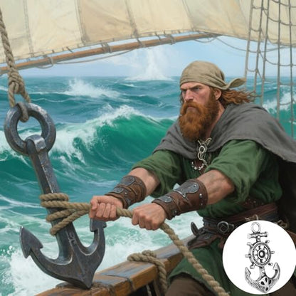 Stainless Steel Gothic Y2K Punk Rock Emo Biker Pendant Necklace | Cosplay Vintage Viking Alt Edgy Fashion Charm Necklace Jewelry for Men Women Active Daily Wear - style: Viking Ship Rudder Anchor