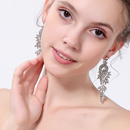 Marquise Crystal Bridal Chandelier Dangle Drop Earrings Ladies Gifts in Silver/Gold Tone - color: A-Clear Earrings Pin