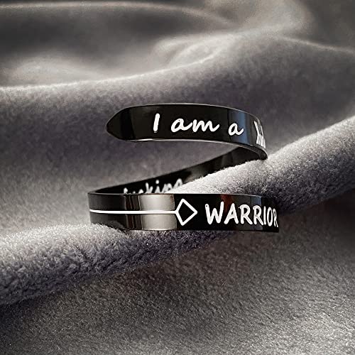Opening Black Keep Going ring Stainless Steel Adjustable Never give up Jewelry Inspirational Opening Stacking Cute Hiphop Band - style: I am a WARRIOR