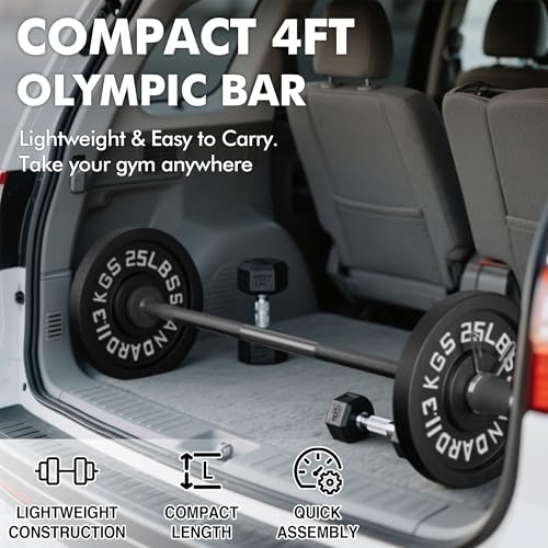 Mikolo EZ Curl Bar, 2 Inch Olympic Curl Bar for Biceps and Triceps, 47” Curling Bar with Knurled Grip, 700LB Barbell Bar with Multi-Angle Wrist-Friendly Design - color: Black - 4ft straight bar
