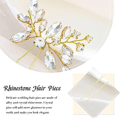 JAKAWIN Rhinestone Wedding Hair Pins Silver Bridal Crystal Hair Jewelry Accessories for Women HP130 (Gold) - color: 2 Gold