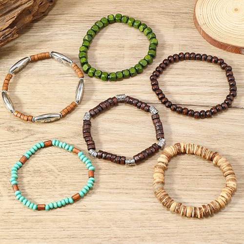 Long tiantian Boho Bracelets for Women Stackable Wooden Bracelet Western Beaded Bracelet Stack Boho Fashion Trendy Jewelry Gifts - color: A4:boho bracelets