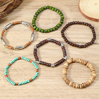 Long tiantian Boho Bracelets for Women Stackable Wooden Bracelet Western Beaded Bracelet Stack Boho Fashion Trendy Jewelry Gifts - color: A4:boho bracelets