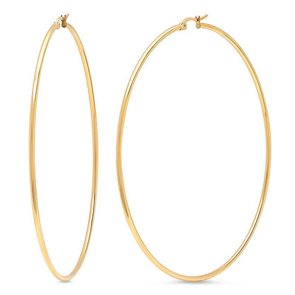 Amazon Essentials Stainless Steel Rounded Tube Hoop Earrings (50mm), (previously Amazon Collection) - color: Yellow Gold, size: 40 mm