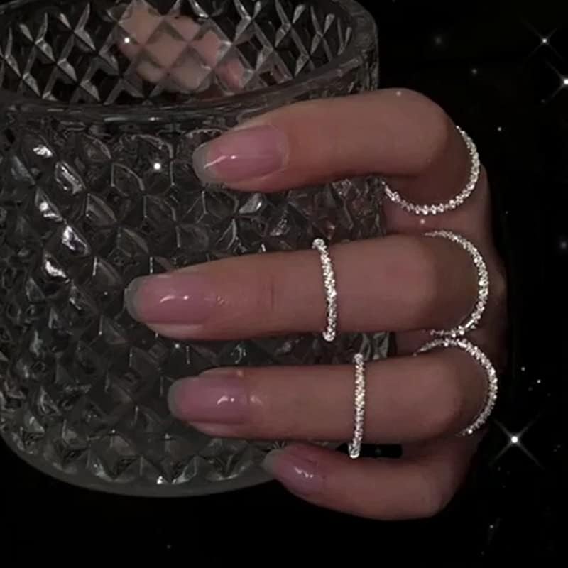 HUASAI Gold Stackable Rings Set for Women Boho Dainty Moon Star Pearl Leaf Cubic Zirconia Heart Midi Pinky Trendy Jewelry Birthday Gifts - color: D Silver Rings 5 Pcs