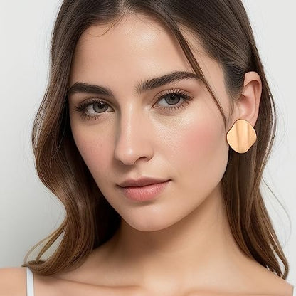 FANZE 2 Pairs Matte Gold Sliver Clip on Earrings for Women No Piercing | No Piercing Button Earring Comfortable Fashion Jewelry Gift - color: Set-11