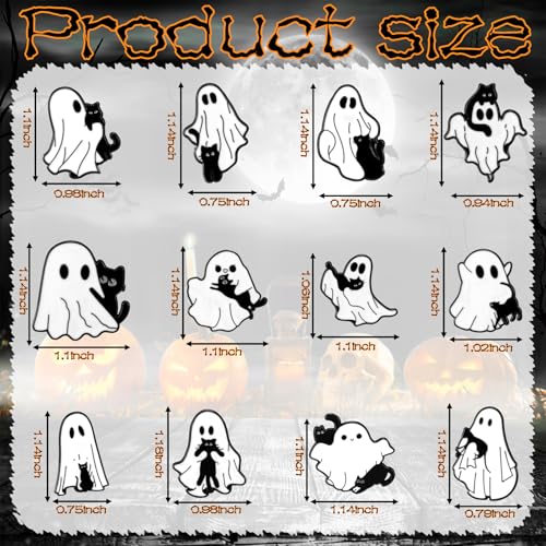 Liliaafar 36 Pieces Halloween Enamel Pins Set Grow in the Dark Halloween Lapel Pins Bulk for Backpacks Clothing Hat Bag Gifts - style: Black Cat Ghost