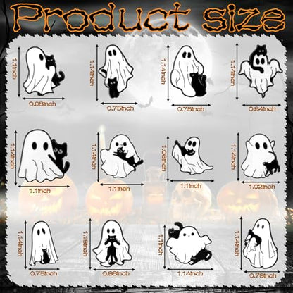 Liliaafar 36 Pieces Halloween Enamel Pins Set Grow in the Dark Halloween Lapel Pins Bulk for Backpacks Clothing Hat Bag Gifts - style: Black Cat Ghost