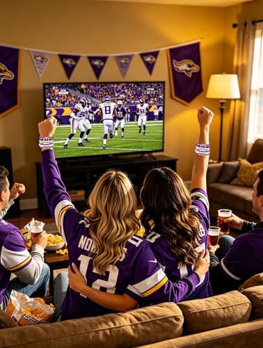 ZOLEAROPY Game Day Bracelets Stack Football Bracelets for Women Men Stackable Game day Bracelet Accessories Football Mom Outfit Jewelry Gifts - color: purple white