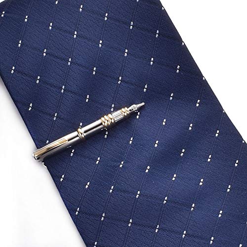 Yoursfs Personalized Stationery Series Tie Clips For Men Novelty Ruler/Pen Tie Clips Unique 18K Gold Plated/Silver Stainless Steel Tie Clip Jewelry For Father Husband Suitable For Daily - style: Silver Pen