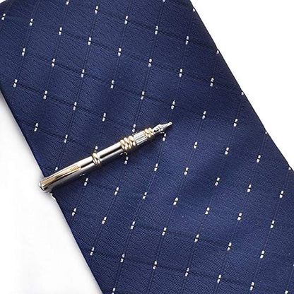 Yoursfs Personalized Stationery Series Tie Clips For Men Novelty Ruler/Pen Tie Clips Unique 18K Gold Plated/Silver Stainless Steel Tie Clip Jewelry For Father Husband Suitable For Daily - style: Silver Pen