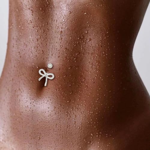 LEE&RO Belly Button Ring 14G Belly Piercing Jewelry Navel Rings Stainless Steel Belly Rings - color: Silver