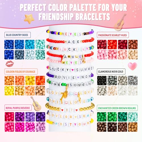 Goldwise Friendship Bracelet Kit 3 Boxes-8706 Pcs 48 Colors Bracelet Making Kits with Glass Seed, 5 Styles Letter and Number Beads with Charms, Gift Party - color: 48 Colors - 3 Boxes