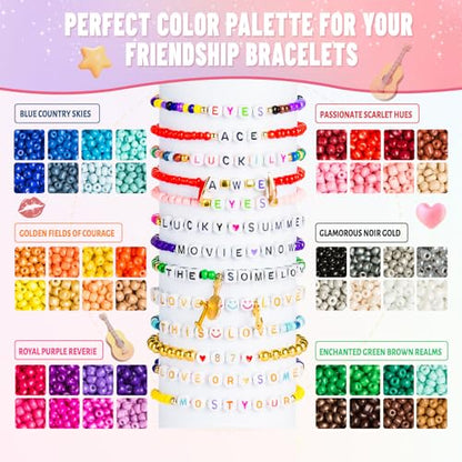 Goldwise Friendship Bracelet Kit 3 Boxes-8706 Pcs 48 Colors Bracelet Making Kits with Glass Seed, 5 Styles Letter and Number Beads with Charms, Gift Party - color: 48 Colors - 3 Boxes