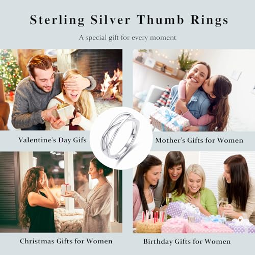 OOOPEL Sterling Silver Adjustable Ring S925 Silver Rings for Women Cubic Zirconia Twist Love Knot Dainty Ring Silver Minimalist Open Finger Rings Silver Thumb Sterling Silver Ring - color: Celtic Knot with card