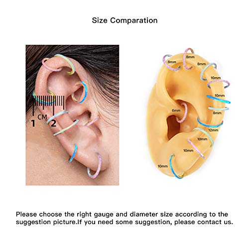 WBRWP 316L Stainless Steel Nose Hoop Rings Clicker with Zircon/Opal 14g-20g | Hypoallergenic Nose Rings Segment Clicker Lip Rings Cartilage Rook Conch Earrings Diameter 5mm-10mm - color: Flat rose gold ring with white opal -1pc pack