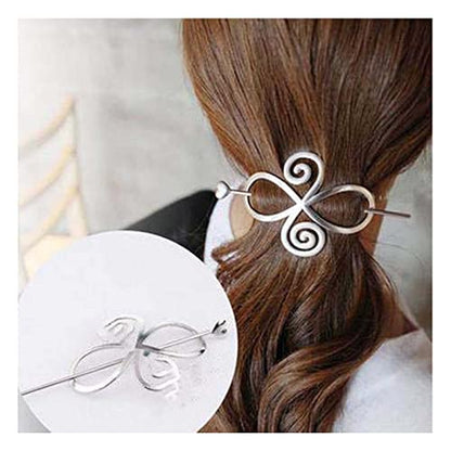 Vintage Celtic Knot Hair Slide long Hair Stick Slide Pin Barrette Celtic Infinity Hair Barrette Silver Metal Bun Holder Clip Barrette Hair Accessories for Women (Silver)