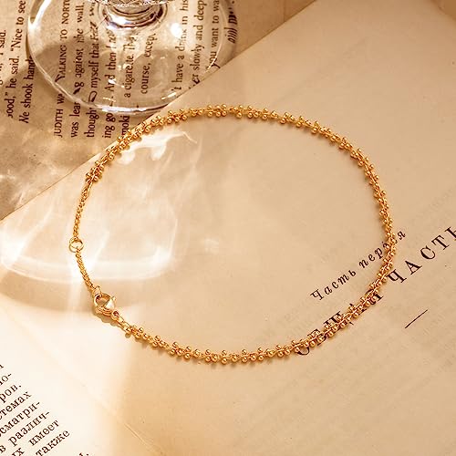 Gold Anklets for Women 14K Gold Plated Tiny Bead Anklet Colorful Tassel Foot Chain Dainty Adjustable Cute Summer Beach Boho Anklets Jewelry Gift - color: gold stacking balls