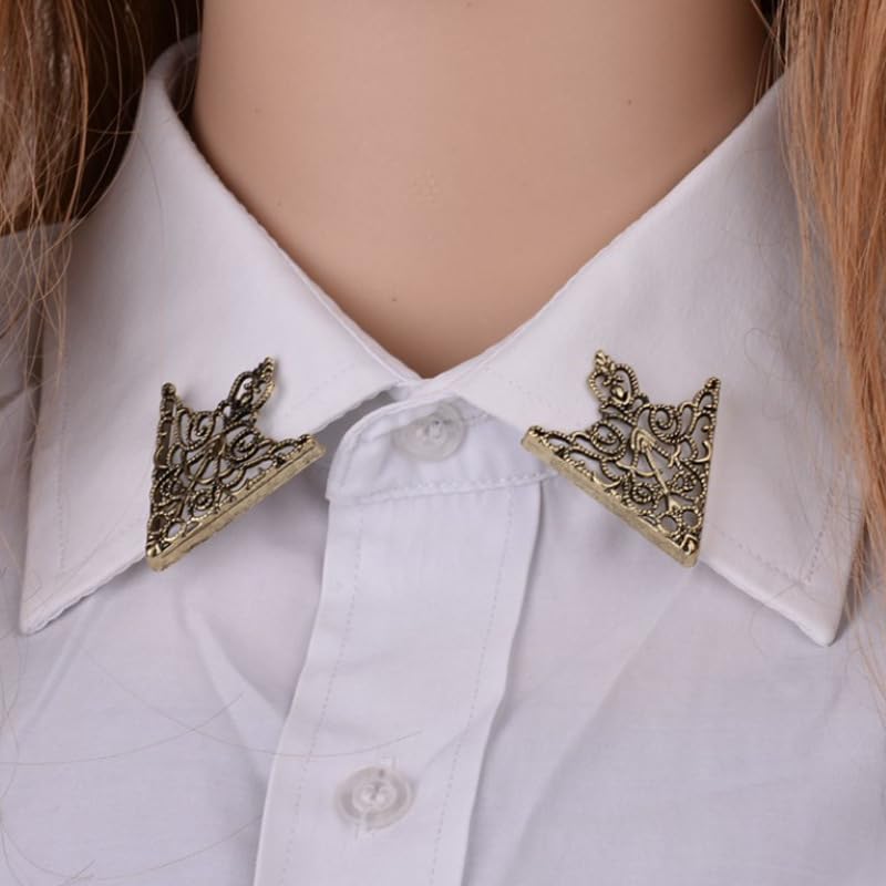 WCRAZYE Retro Hollow Pattern and Angle Triangle Collar Pins for Men Women Fashion Simple Gold Silver Palace Brooch Clip Pin Brooches Buckle Shirt Collar Decoration Parts - style: 3 Pairs Triangle Pins