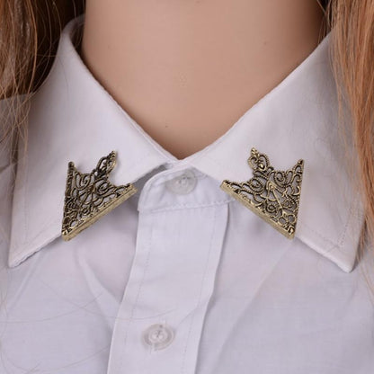 WCRAZYE Retro Hollow Pattern and Angle Triangle Collar Pins for Men Women Fashion Simple Gold Silver Palace Brooch Clip Pin Brooches Buckle Shirt Collar Decoration Parts - style: 3 Pairs Triangle Pins