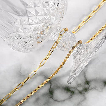 CHESKY 14K Gold Plated Layered Chain Necklace for Women | Trendy Cuban Link Chain, Chunky Paperclip Chain, Toggle Clasp Necklace, Fashion Gold Jewelry, Daily Gift for Women - style: Paperclip/Rope-GD
